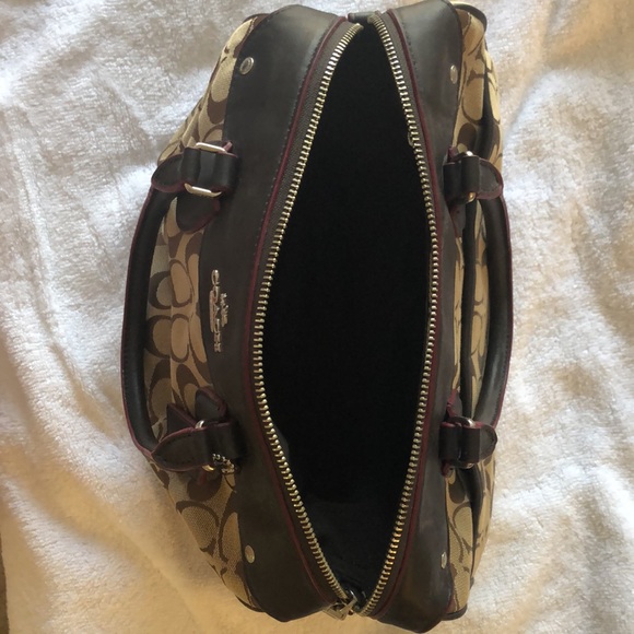 Brown leather trim Coach purse - Picture 3 of 7